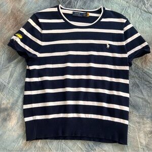 Polo Ralph Lauren US OPEN Navy & White Striped Knit Tee Large